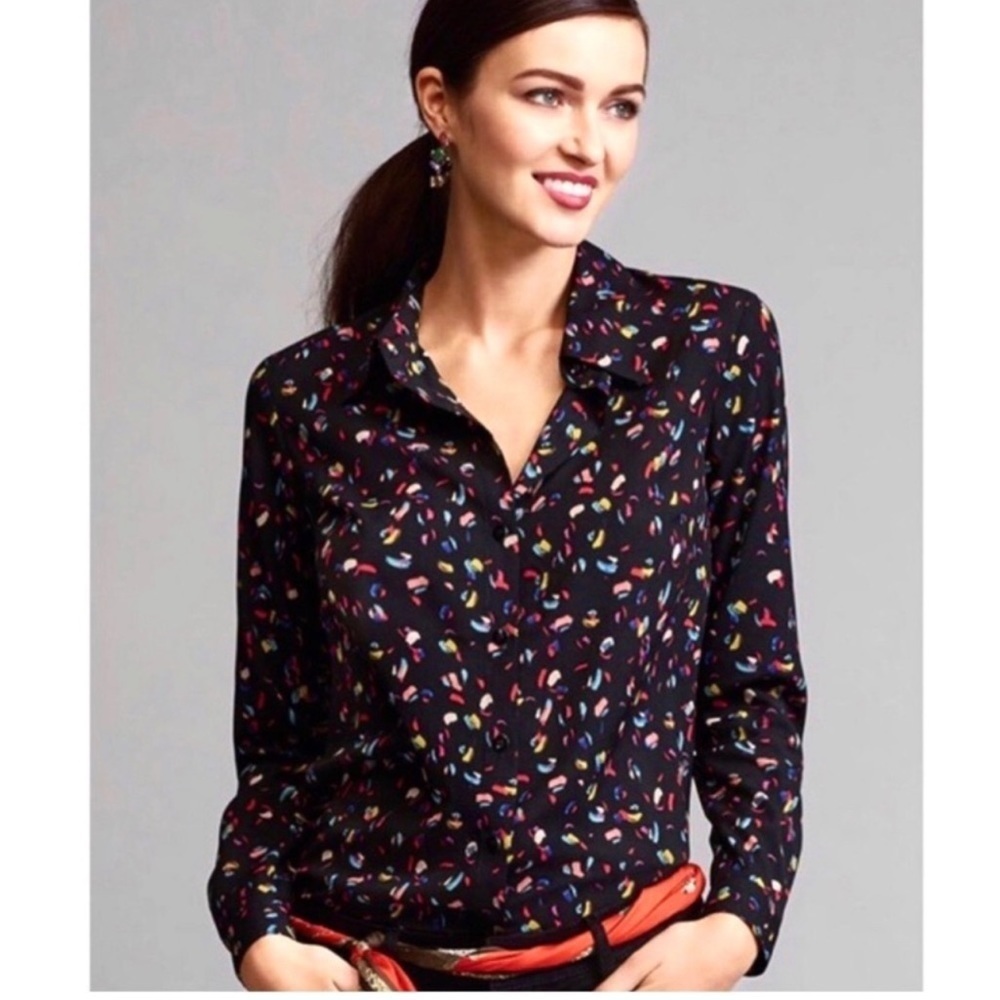 Cabi Ferris Button Front Shirt Style 3423 Career Multicolored